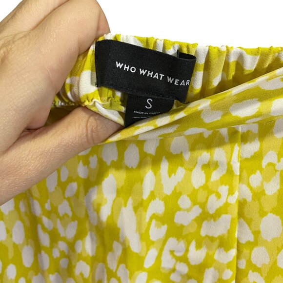 Who What Wear Tiered Yellow White Leopard Print Skirt Small - Picture 3 of 3